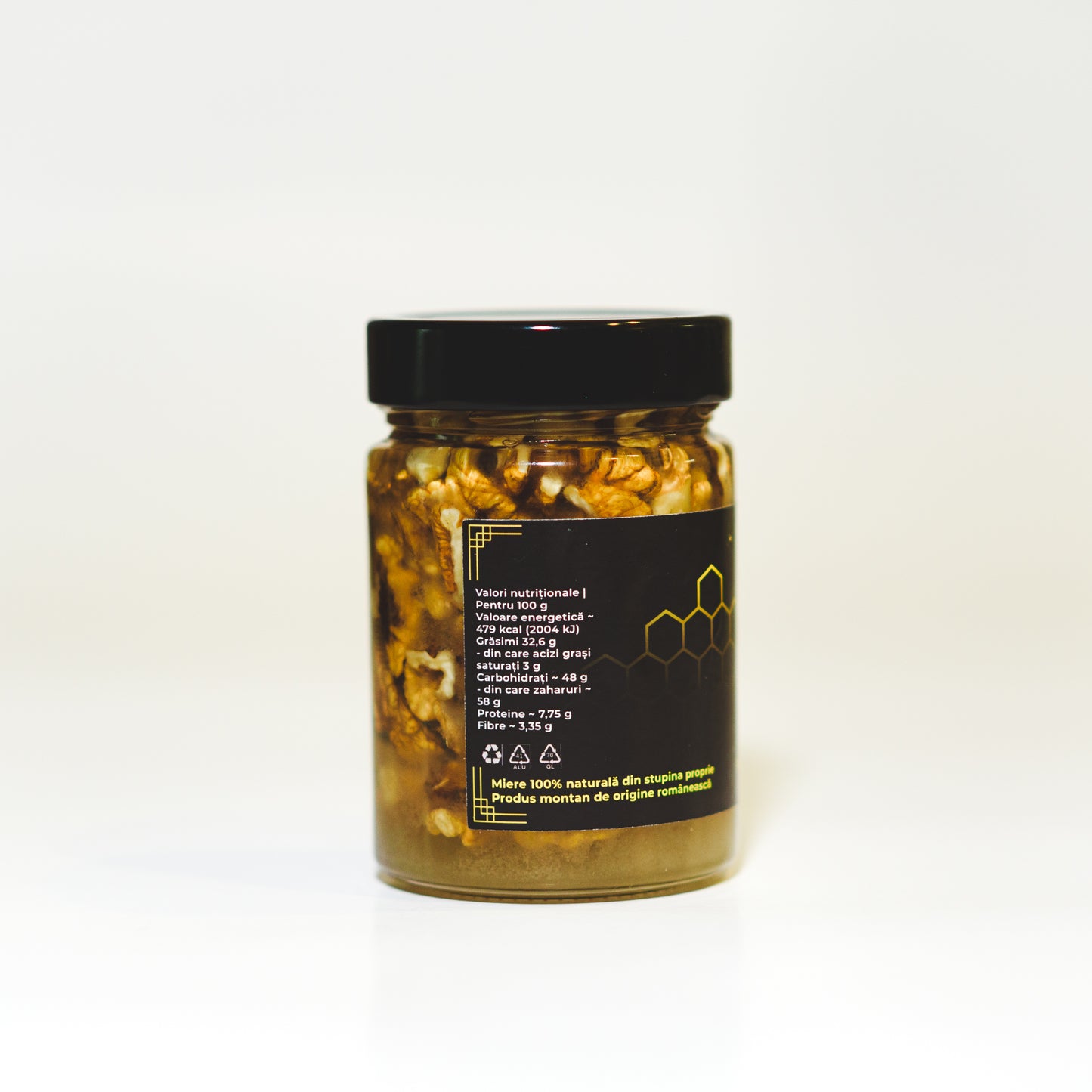 Miere de salcâm cu sâmburi de nucă 450g