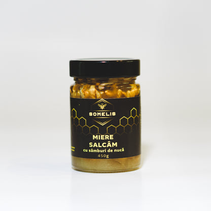 Miere de salcâm cu sâmburi de nucă 450g