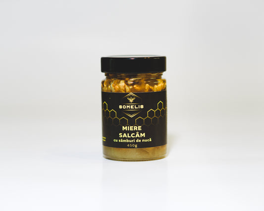 Miere de salcâm cu sâmburi de nucă 450g